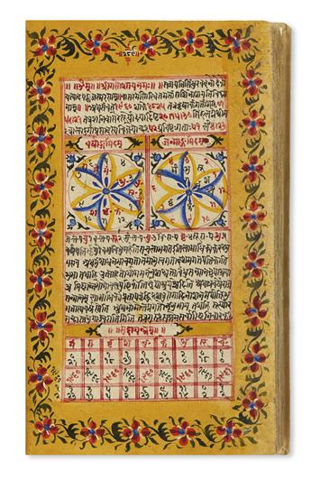 INDIAN HOROSCOPE.  Illuminated manuscript in Sanskrit on native paper.  Circa 1854?